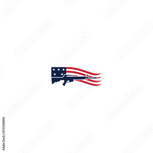 Gun silhouette overlaid with a stylized US flag