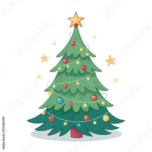A decorated evergreen tree symbolizing joy lights gifts and holiday festive spirit
