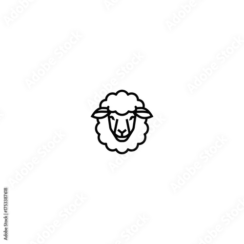 Stylized, black outline of a sheep's face with fluffy wool
