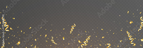 Gold confetti frame. Rainbow light hologram falling on transparent background. Prism lens. Shiny festive decor. Crystal texture. Party celebration. Glamour design. Vector Illustration