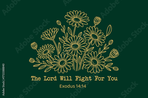 Floral Line Art with Exodus Bible Verse Background