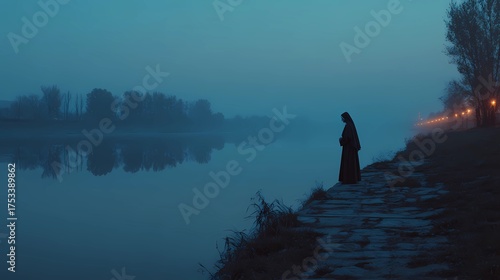 A haunting Slavic nun stands in silence, her presence bridging faith, myth, and the darker side of spirituality.