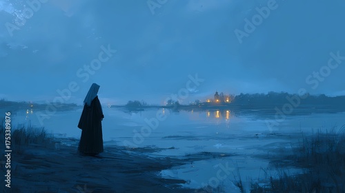 A haunting Slavic nun stands in silence, her presence bridging faith, myth, and the darker side of spirituality.
