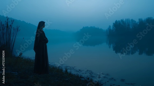 A haunting Slavic nun stands in silence, her presence bridging faith, myth, and the darker side of spirituality.
