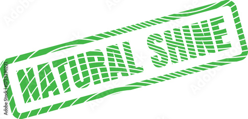 Bright green Natural Shine stamp with a textured appearance for positive branding and labeling