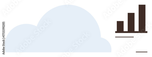 Cloud shape beside ascending bar chart illustrating growth, progress, and analytics. Ideal for technology, data storage, business growth, cloud computing, analytics, performance tracking financial