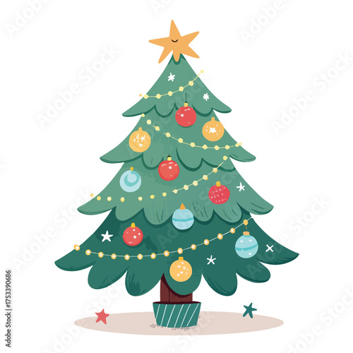 A decorated evergreen tree symbolizing joy lights gifts and holiday festive spirit
