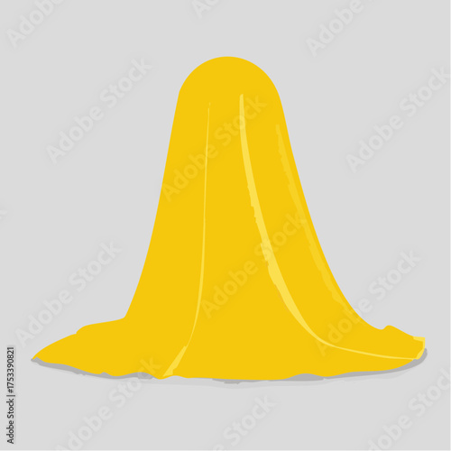 Cartoon bathroom element yellow color towel bath time in flat style vector illustration mockup for
2
