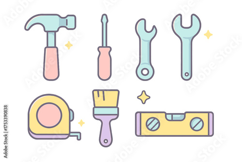 Collection of essential DIY and home repair tools including hammer wrench and screwdriver