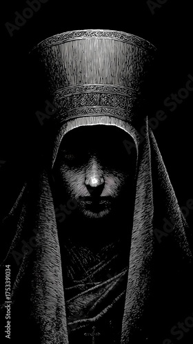 A haunting Slavic nun stands in silence, her presence bridging faith, myth, and the darker side of spirituality.