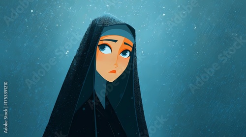 A haunting Slavic nun stands in silence, her presence bridging faith, myth, and the darker side of spirituality.