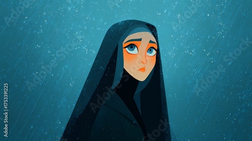 A haunting Slavic nun stands in silence, her presence bridging faith, myth, and the darker side of spirituality.