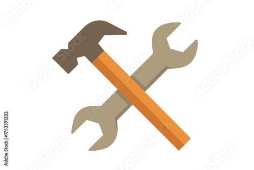Crossed hammer and wrench tools symbolizing repair maintenance construction and service work