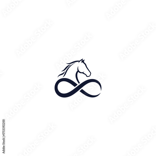 Elegant horse head stylized with infinity symbol beneath it