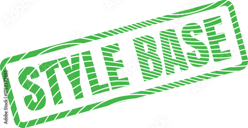 Striking green style base rubber stamp graphic for fashion foundations and elegant design concepts