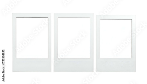 Three blank, vintage-style photo frames arranged side-by-side, ready for image insertion