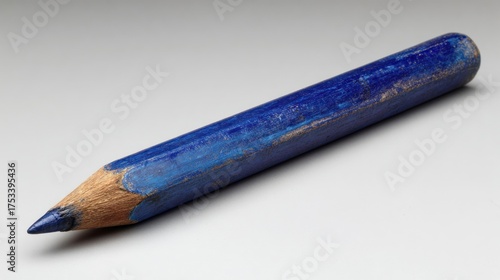 A worn, vibrant blue colored pencil
