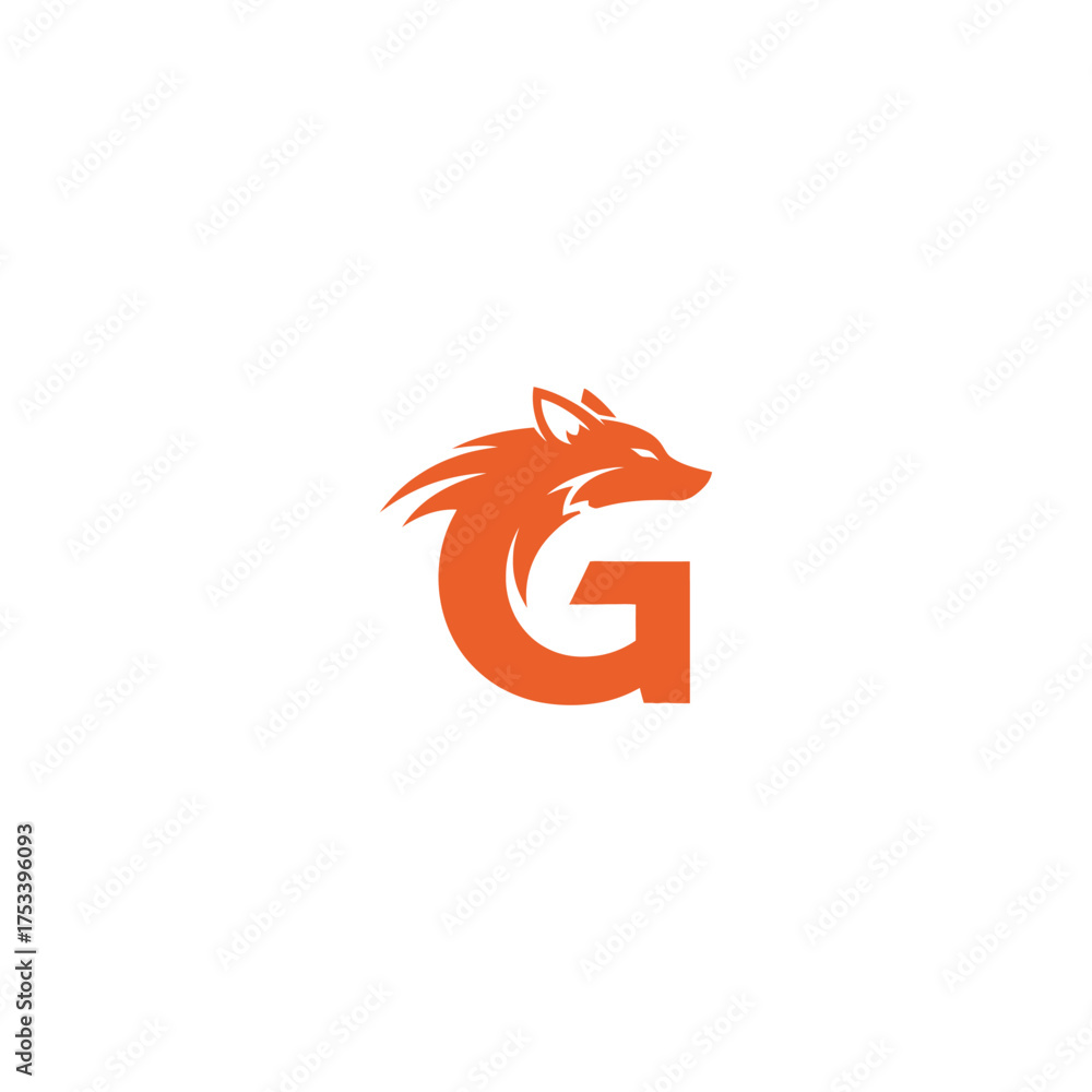 Obraz premium Letter G incorporating a stylized fox head in orange
