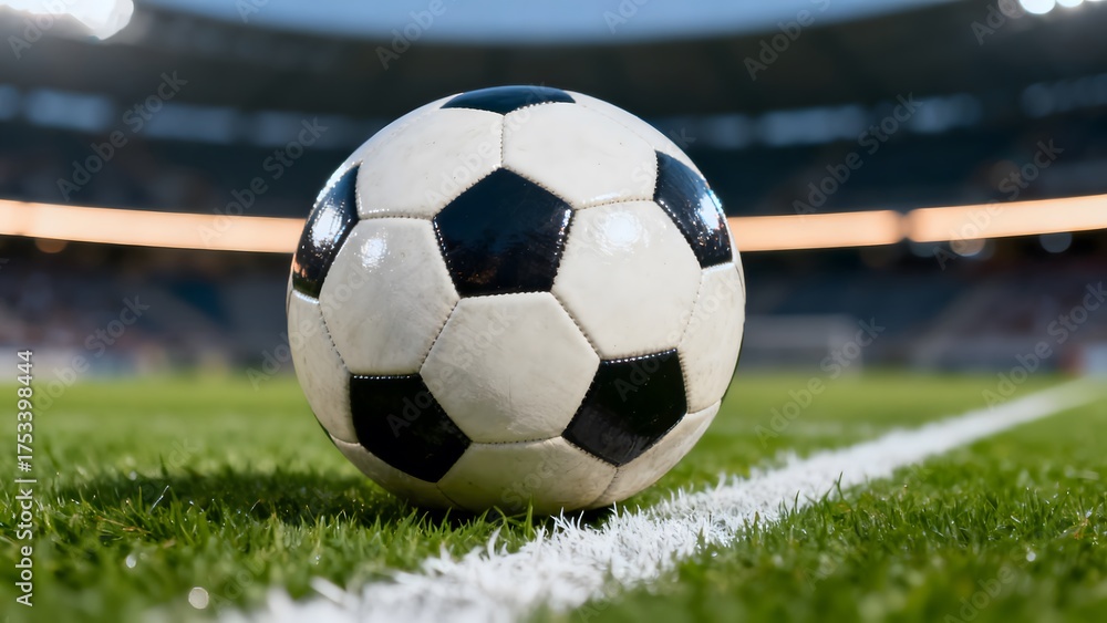 Fototapeta premium Soccer ball on grass field
