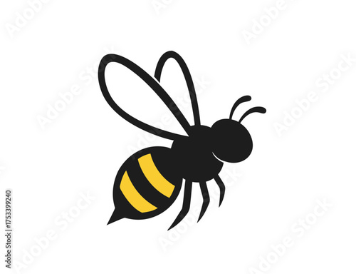 Simple Stylized Side View Logo Bee Vector Illustration Honey Mascot 

