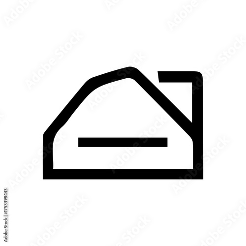 Stylized black vector icon vehicles power window in silhouette with a horizontal line within the window frame