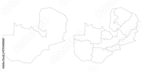 Zambia map set. Map of Zambia in set with white color