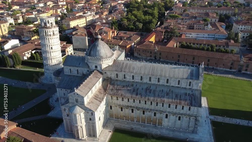 Pisa, Italy - September 05, 2025: the majestic architecture of Pisa’s historical Square of Miracles at sunset
