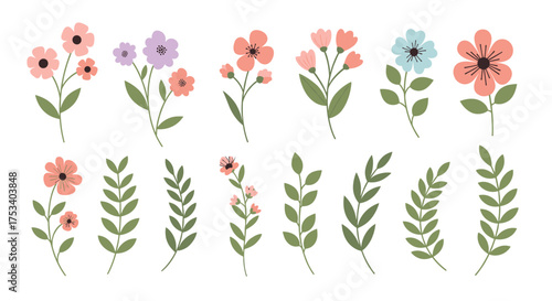 A delightful collection of delicate wildflowers and green sprigs for your creative projects.