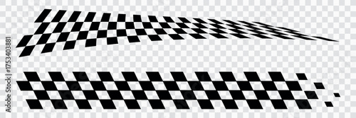 Dynamic Black and White Checkered Racing Flag Stripes Design, Motion Speed Lines Graphic Element