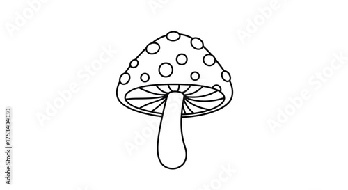 Whimsical dotted mushroom with a playful stem for magical forest adventures.