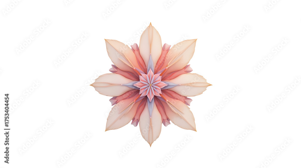 Fototapeta premium Pink and Cream Floral Mandala Pattern on Transparent Background for Artistic and Decorative Use