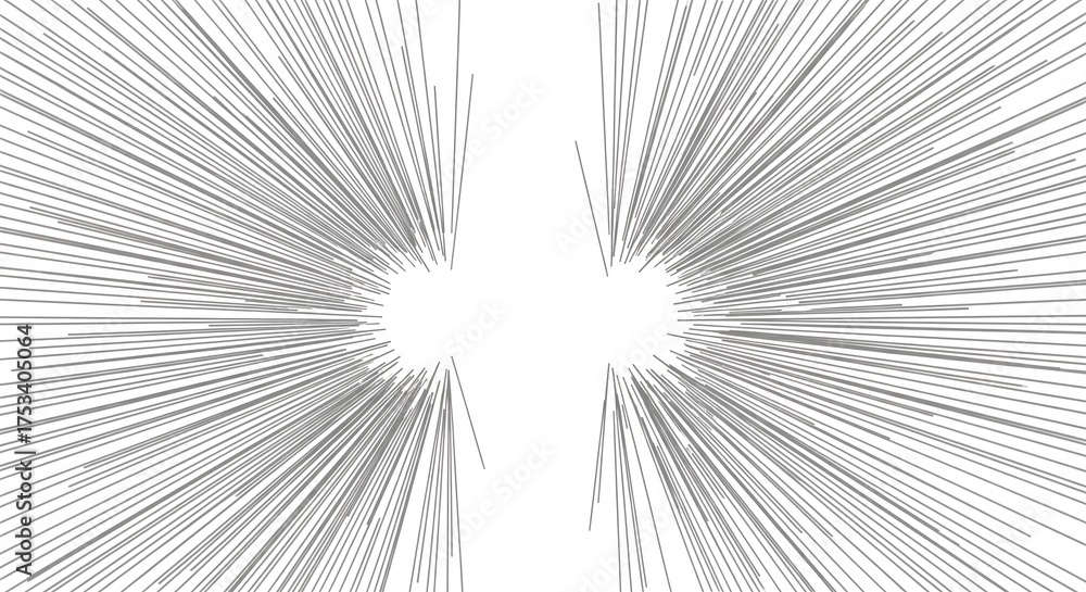 Obraz premium Abstract black and white background with lines radiating from the center. A dynamic graphic element representing speed, explosion, or a focal point.