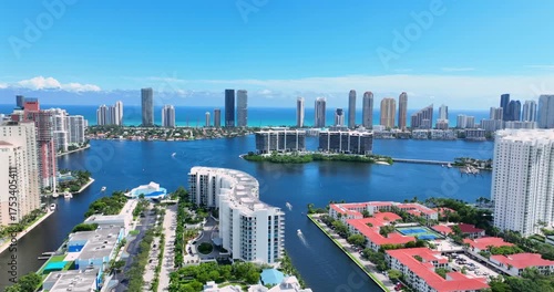 Miami Beach, Sunny Isles and Island Estates drive aerial view, 4K video