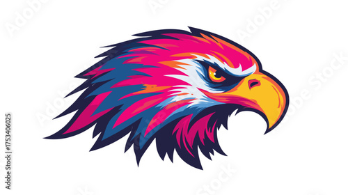 Vibrant, Modern Eagle Head Vector Illustration with Bold Neon Colors, Dynamic Mascot Design for Team Identity or Brand
