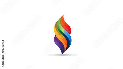 Abstract Colorful Flame Logo Design Concept. Vibrant Spectrum Gradient Icon for Creativity, Art, Diversity, or Energy Branding