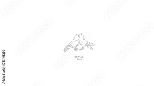 Minimalist line art illustration of two loving doves symbolizing peace, love, and unity, ideal for wedding or Valentine's Day designs.