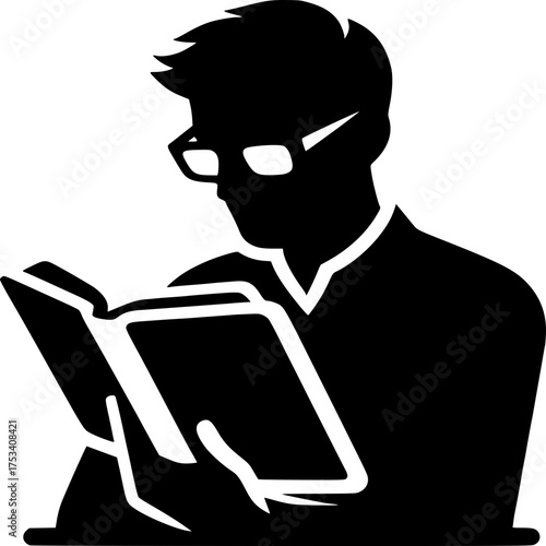 Reading silhouette: A person engrossed in a book, highlighted by a clean silhouette. It reflects a love for reading and the beauty of absorbing stories.