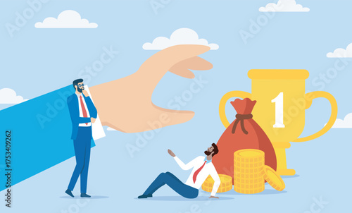Business success unfair competition concept. Vector illustration