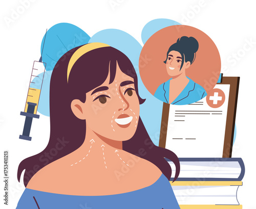 Cosmetic injection consultation concept. Vector illustration