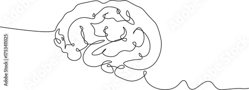 One line Brain sketch, Minimalist Brain concept,  Editable outline, line art illustration