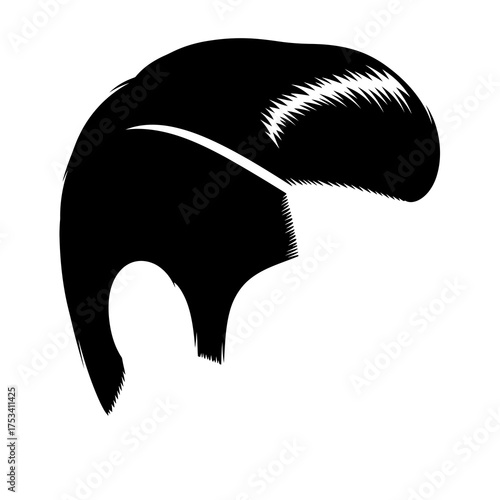 Stylized black silhouette of a man s pompadour hairstyle isolated on white background