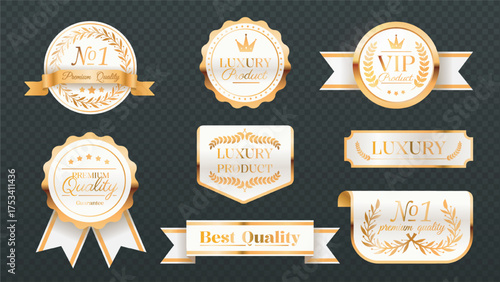 Luxury and premium quality gold labels. Vector illustration