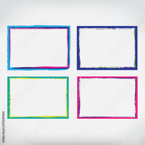 Blank set of vector photo frames, vintage border designs, paper card templates, and scrapbook sticker collection with color old picture album art decoration pattern illustration