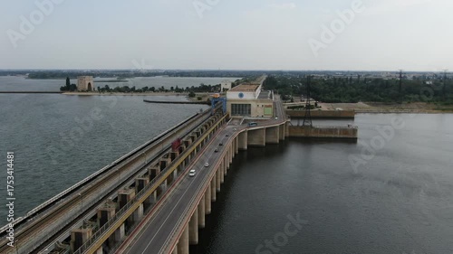 Wallpaper Mural Cinematic 4K aerial footage of the Kakhovka Hydroelectric Power Plant and the Dnipro River reservoir, filmed in summer 2021 before its destruction. Captured by drone, this video shows a wide panoramic Torontodigital.ca
