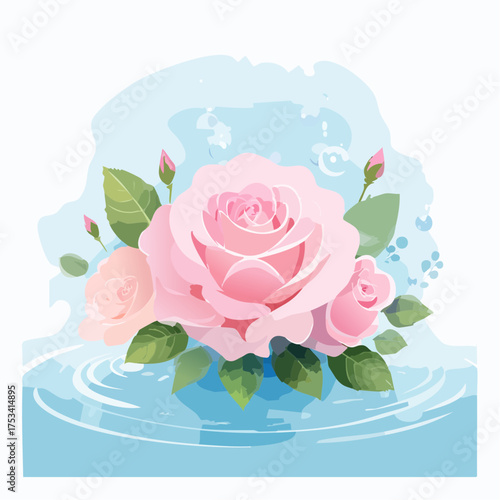 Rosenblüten auf nassem Aquarellpapier – leicht verlaufend