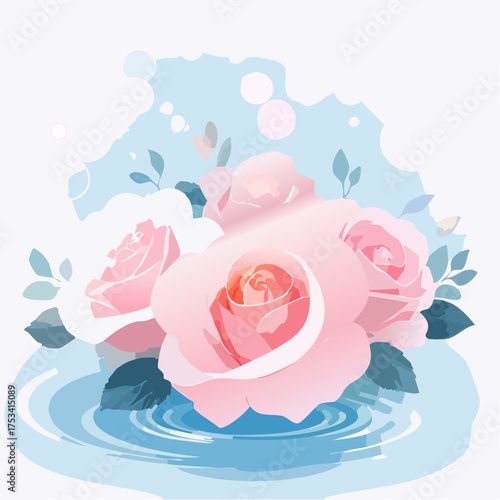 Rosenblüten auf nassem Aquarellpapier – leicht verlaufend
