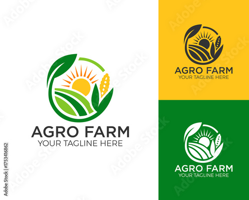 Agriculture logo and agro farm green logo template vector design