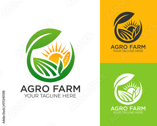 Agriculture logo and agro farm green logo template vector design