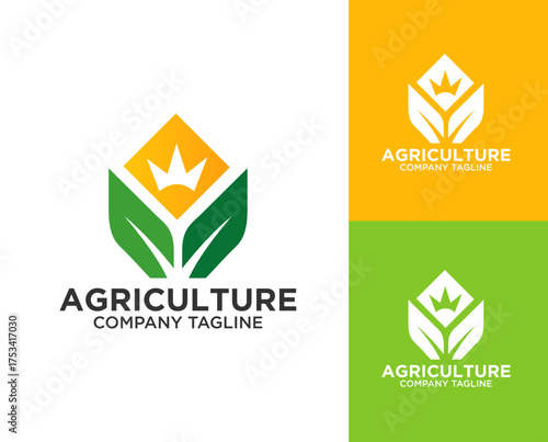 Agriculture logo and agro farm green logo template vector design