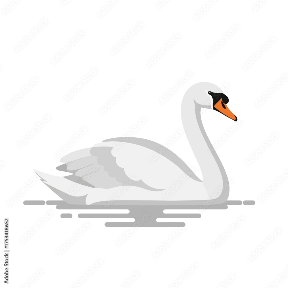 Fototapeta premium Elegant White Swan Vector Illustration on White Background